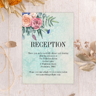 Rustic Roses Shabby Chic Floral Wedding Reception  Enclosure Card