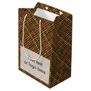 Rustic Rough Graphic Natural Colours Burlap Medium Gift Bag
