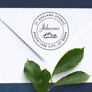 Rustic Round Mountains Inspired Return Address  Self-inking Stamp