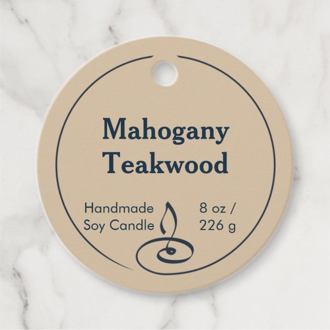 Rustic Round Soy Candle Hang Tag Favour (Front)