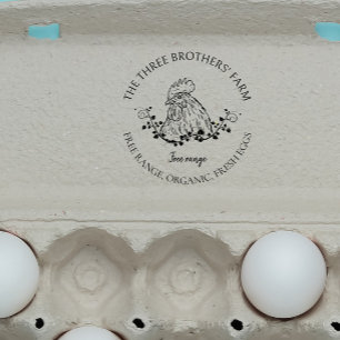 Rustic Round   Vintage Custom Fresh Egg Cartons   Rubber Stamp