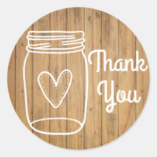 Rustic RSVP Mason Jar Brown Wood Country Wedding Classic Round Sticker
