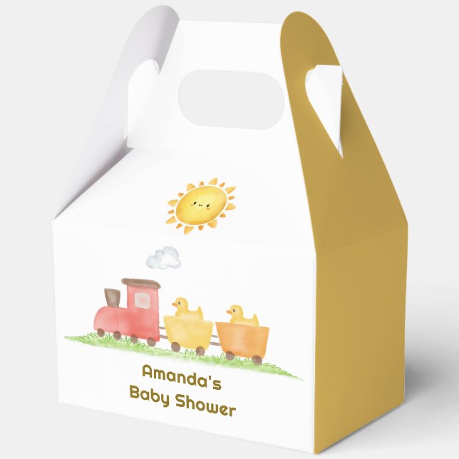 Rustic Rubber Duck Choo Choo Train Baby Shower Favour Box (Front)