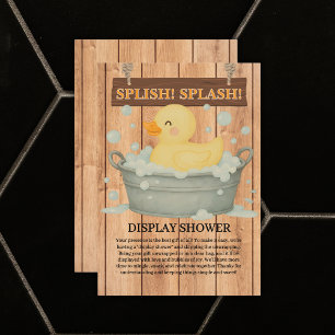 Rustic Rubber Ducky Bubbles Baby Shower Enclosure Card