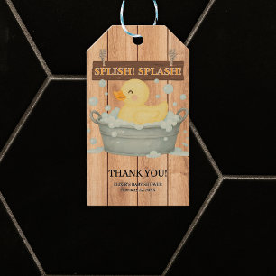 Rustic Rubber Ducky Bubbles Baby Shower Gift Tags
