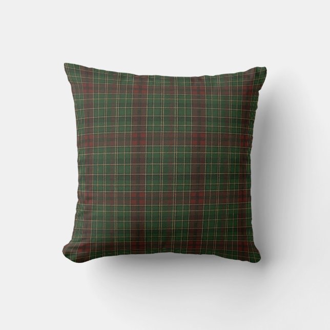 Rustic, rugged outdoors red/green plaid cushion (Front)