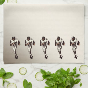 Rustic Running Back Football Players Tea Towel