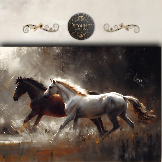 Rustic Running Horses Art Decoupage Tissue Paper (Rustic Running Horses Art Decoupage Tissue Paper)