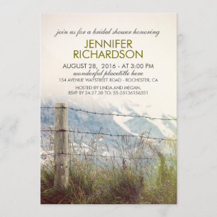 Rustic Rural Fence Post Country Bridal Shower Invitation