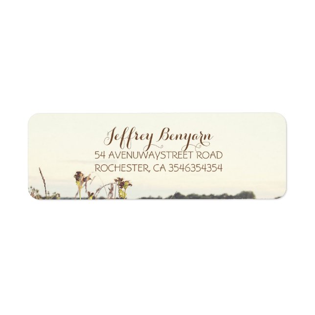 Rustic Rural Wild Grasses Wedding Return Address Label (Front)