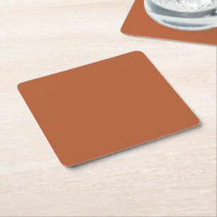 Rustic Rust Brown Solid Colour Square Paper Coaster