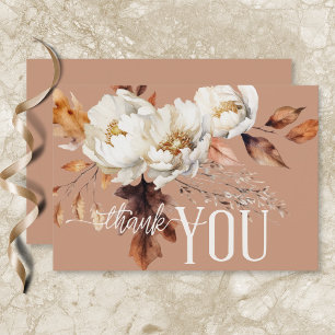 Rustic Rust Cream & Brown Fall Floral Wedding Thank You Card