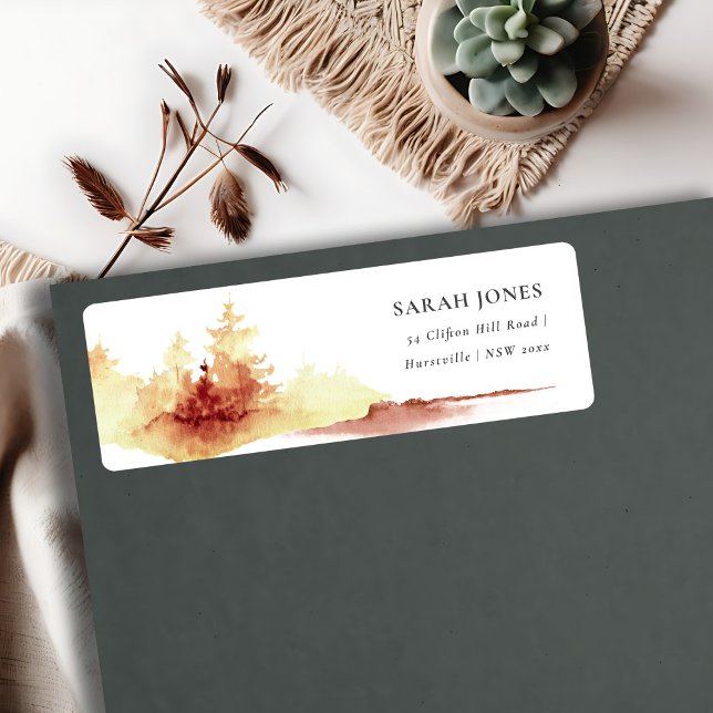 Rustic Rust Orange Yellow Fall Trees Address Return Address Label (Creator Uploaded)