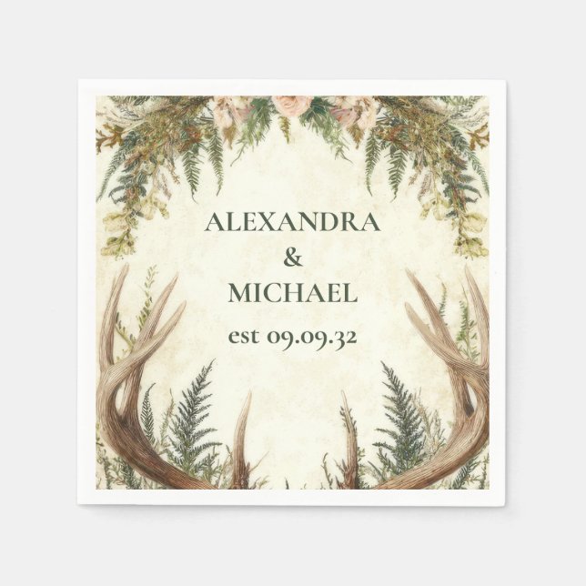 Rustic Rustic Antler Woodland Napkin (Front)