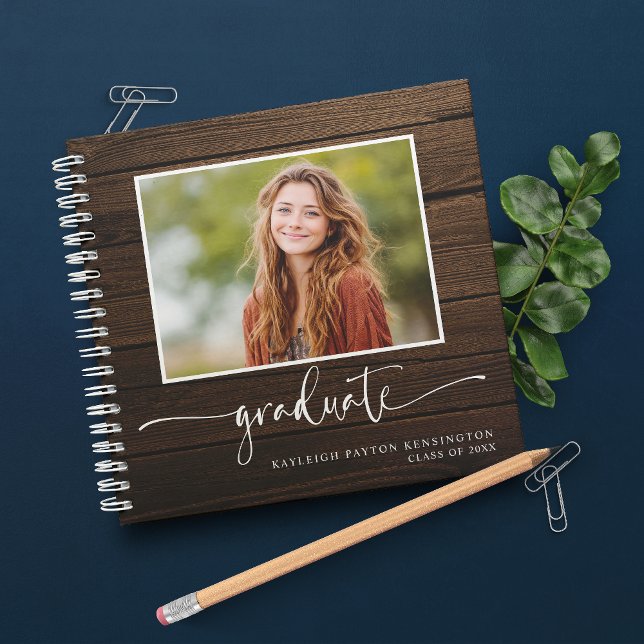 Rustic Rustic Grad Guest Book with Photo (Rustic Rustic Grad Guest Book with Photo)