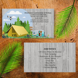 Rustic RV Park Campground Outdoor Design Business Card