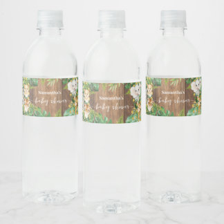 Rustic Safari Animals Baby Shower Water Bottle Label