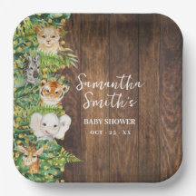 Rustic Safari Animals Gold Glitter Baby Shower