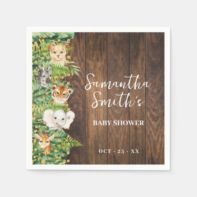 Rustic Safari Baby Shower Party Decor Napkin (Front)