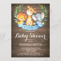 Rustic Safari Jungle Animals Boy Baby Shower