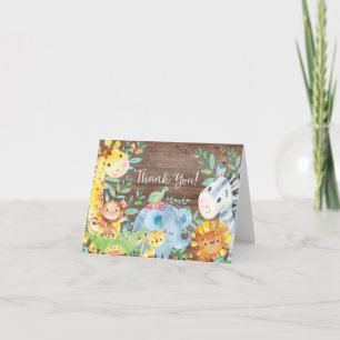 Rustic Safari Jungle Baby Shower Thank You Note Card