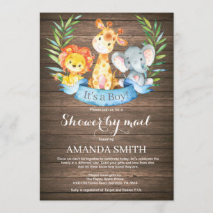 Rustic Safari Jungle Boy Baby Shower by Mail Invitation