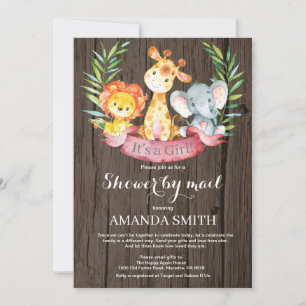 Rustic Safari Jungle Girl Baby Shower by Mail Invitation