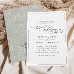 Rustic Sage Elegant Calligraphy Script Wedding Invitation<br><div class="desc">This elegant Wedding Invitation features a sweeping script calligraphy text paired with a classy serif & modern sans font in black,  and frosted sage green back with a floral line art pattern & a customisable monogram. Matching items available.</div>