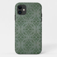 Rustic Sage Green and Pewter Damask