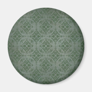 Rustic Sage Green and Pewter Damask Magnet