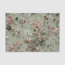 Rustic Sage Green Bold Vintage Floral