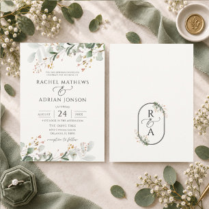 Rustic Sage Green Botancial Eucalyptus Wedding Invitation
