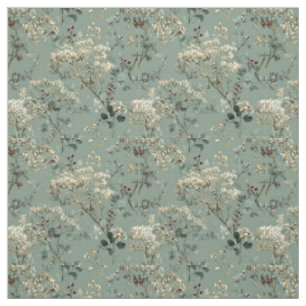 Rustic Sage Green Botanical Bold Vintage Floral Fabric