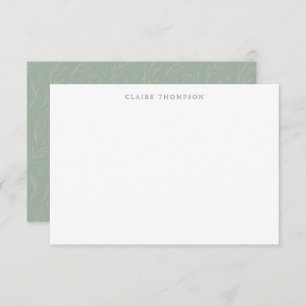 Rustic Sage Green Botanical Personalised Name  Card