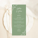 Rustic Sage Green Botanical Wedding Menu Card<br><div class="desc">This lovely wedding reception menu card features a lovely sage green background with hand-drawn wildflowers and elegant typography in white. Together these elements create an rustic yet elegant wedding menu that would be perfect for a romantic wedding any time of the year. This design coordinates with our Rustic Wildflowers wedding...</div>