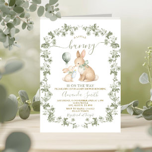 Rustic Sage Green Bunny Baby Shower Invitation