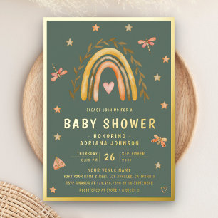 Rustic Sage Green Earthy Rainbow Baby Shower Gold