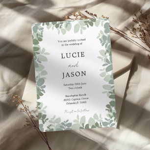 Rustic Sage Green Eucalyptus Botanical Wedding Invitation