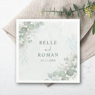 Rustic Sage Green Eucalyptus Greenery Wedding Napkin