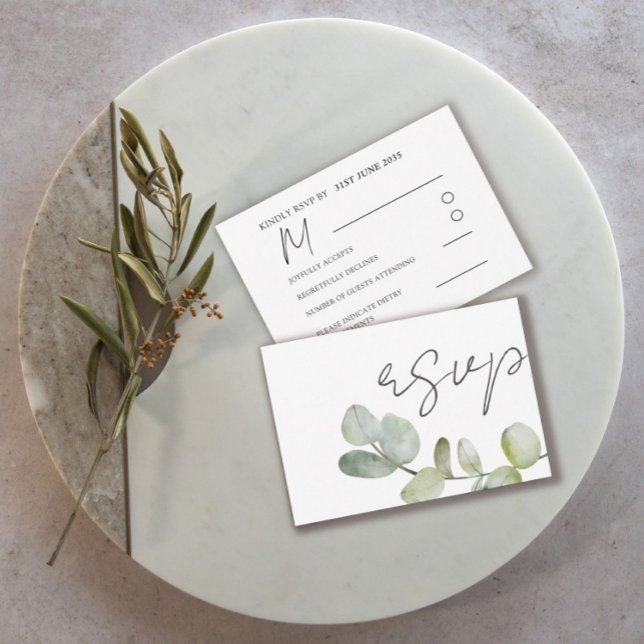 Rustic Sage Green Eucalyptus Wedding RSVP (Creator Uploaded)