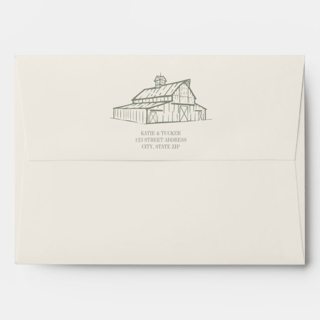 Rustic Sage Green Fall Farm Wedding Envelope (Back (Top Flap))