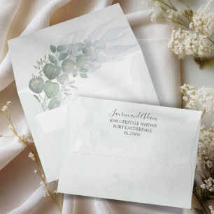 Rustic Sage Green foliage Wedding Envelope