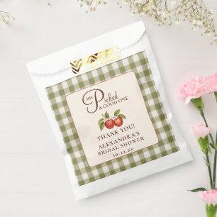 Rustic Sage Green Gingham Apple Bridal Shower Favour Bag