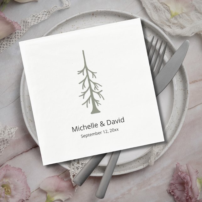 Rustic Sage Green Pine Tree Boho Casual Wedding  Napkin (Creator Uploaded)