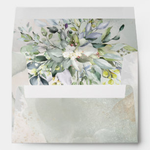 Rustic Sage Green & Pink Floral Arch Envelope
