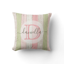 Rustic Sage Green & Pink Floral Wood Personalised