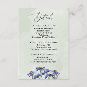 Rustic Sage Green & Purple Daisies Wedding Details Enclosure Card