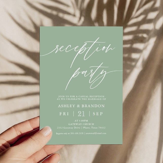 Rustic Sage Green Reception Party Invitations (Creator Uploaded)