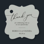 Rustic Sage Green Simple Monogram Thank You Favour Tags<br><div class="desc">Designed to coordinate with our Romantic Script wedding collection,  this customisable tag,  features a calligraphy graphic thank you,  paired with a classy serif font in black. Matching items available.</div>