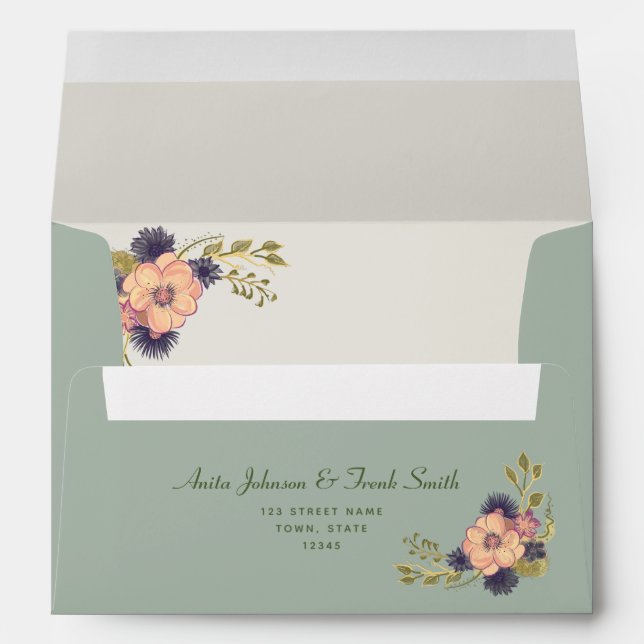Rustic Sage Green Wedding Envelope (Back (Bottom))